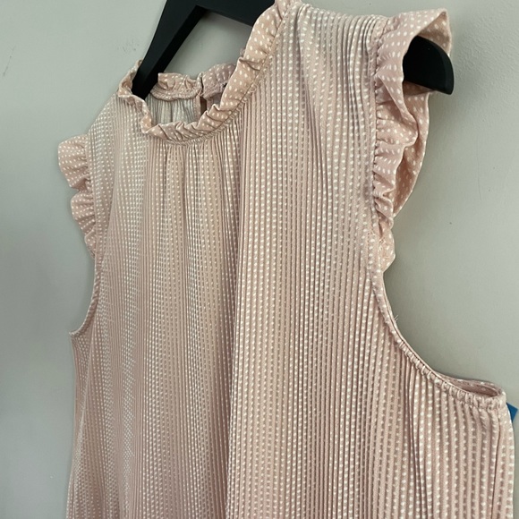 Adrianna Papell | Blush Stretch Jersey Polka Dot Top | Sz XL - Picture 6 of 14
